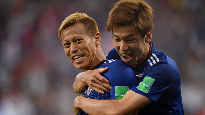 Honda, jugador de Japón, celebra su gol ante Senegal en el Mundial de Rusia 2018