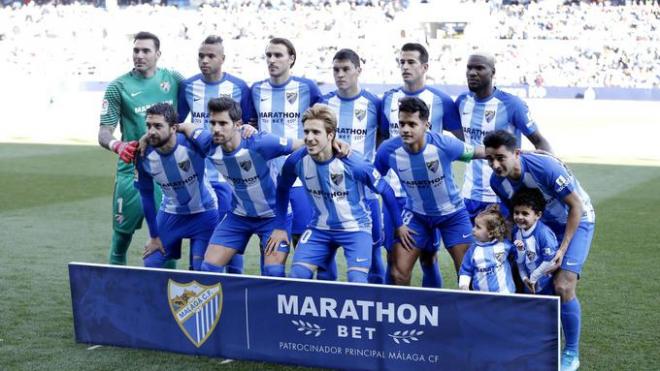 Once inicial del Málaga CF con la presencia de Marathonbet.