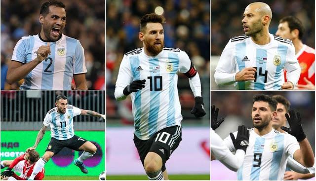Postal de jugadores de Argentina en el Mundial de Rusia 2018.