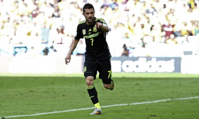 David Villa celebra su gol ante Australia en el Mundial de Brasil 2014 (Foto: EFE).