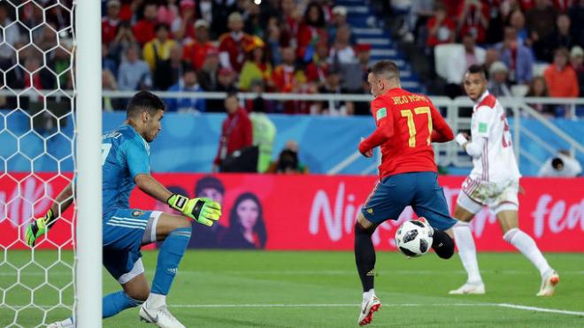Iago Aspas marcó el definitivo 2-2 de España ante Marruecos.