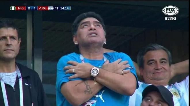 Maradona, tras el gol de Messi ante Nigeria.