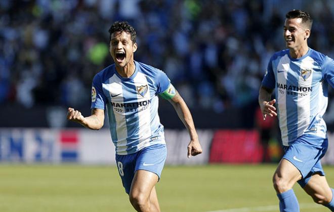Rosales celebra su gol ante el Deportivo la pasada temporada.