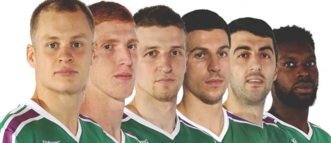 Mosaico con los jugadores internacionales del Unicaja.