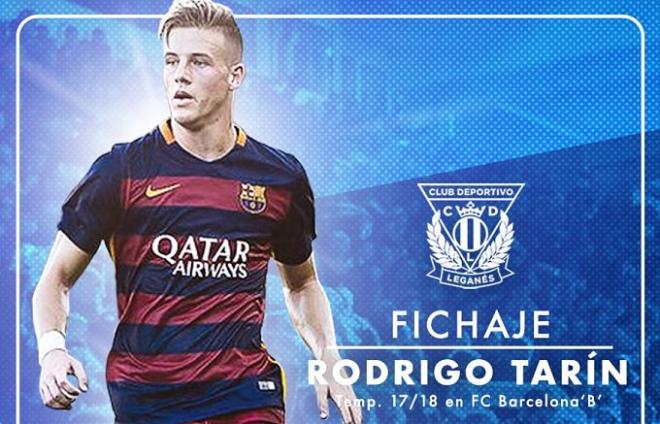 El jugador del Barcelona Rodrigo Tarín se convierte en nuevo jugador del Leganés para la próxima temporada.