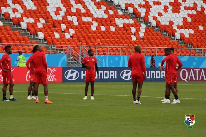 Los futbolista de Panamá, durante el último entrenamiento.