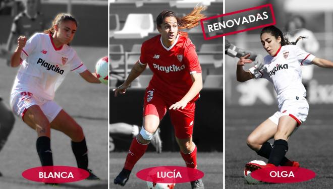 Las tres jugadores que renuevan con el Sevilla. (FOTO: SFC)