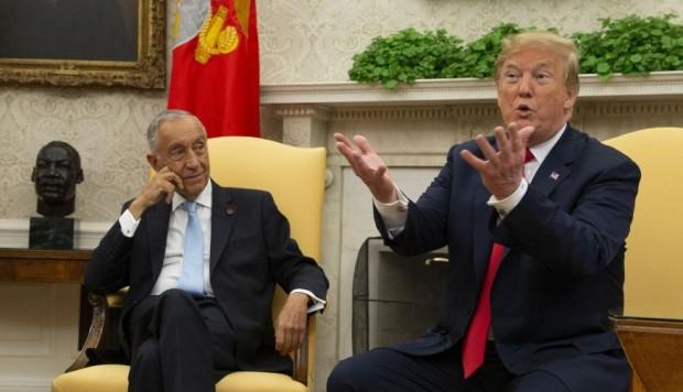 Donald Trump, en la comparecencia junto a Rebelo de Souza en la Casa Blanca