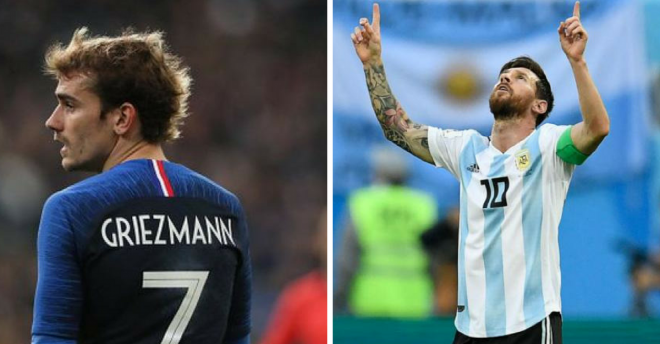 Griezmann y Leo Messi durante el Mundial.