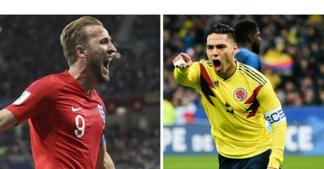 Harry Kane y Falcao celebran un gol con su selección.