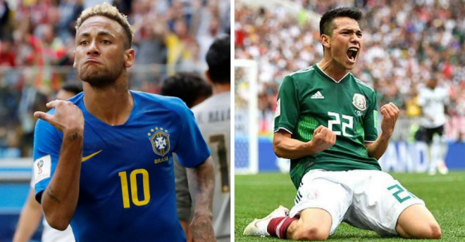 Neymar e Hirving Lozano durante el Mundial de Rusia.