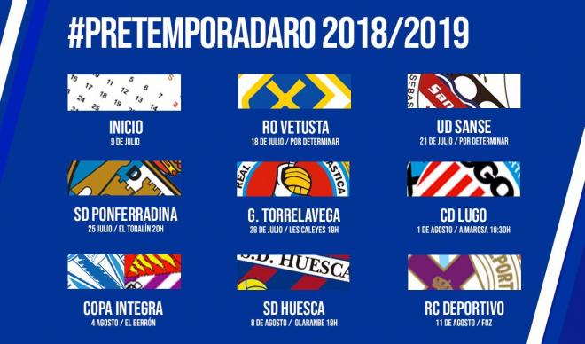 Calendario del Real Oviedo para la pretemporada 2018/2019.