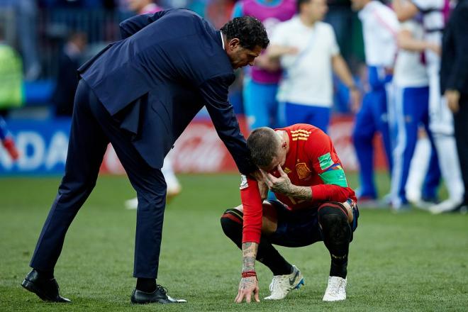 Sergio Ramos, entre lágrimas tras la eliminación de España en el Mundial de 2018.