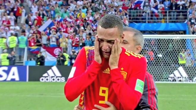 Rodrigo Moreno llora tras ser eliminado del Mundial.