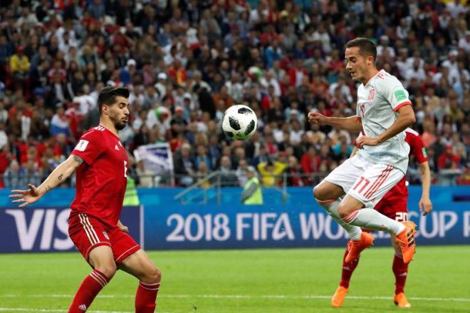 Lucas Vázquez, en un lance del juego en el partido de España contra Irán.