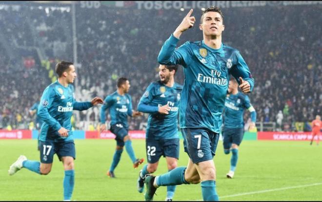 Cristiano Ronaldo celebra uno de sus goles anotados a la Juventus