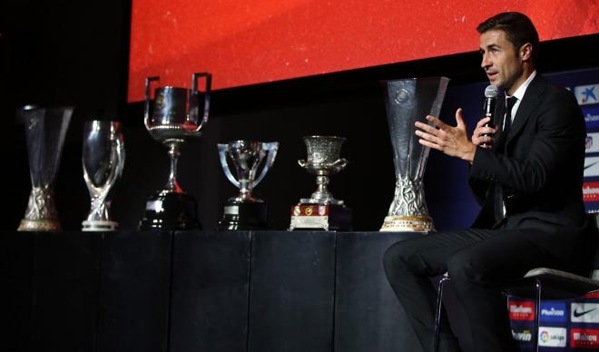 Gabi, en la sala de prensa del Metropolitano.