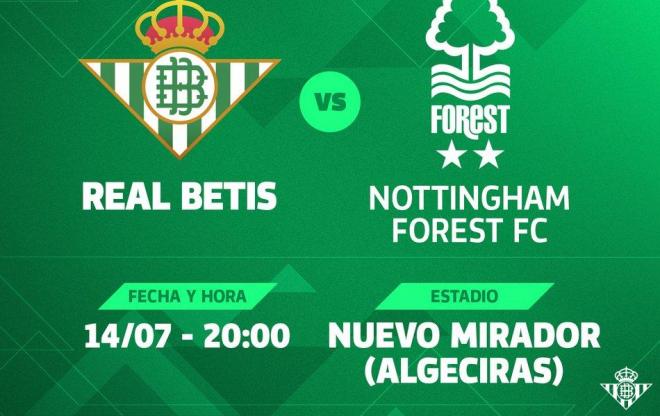 El Betis jugará ante el Nottigham Forest en la pretemporada.