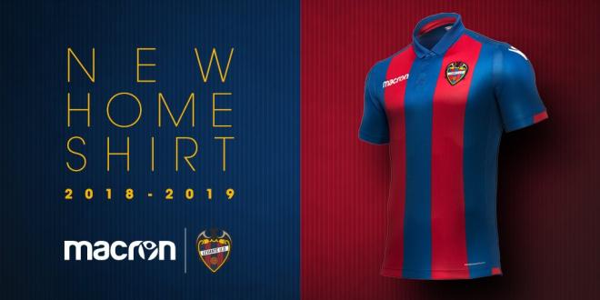 Así es la camiseta de Macron del Levante para la temporada 2018-19. FOTO: MACRON