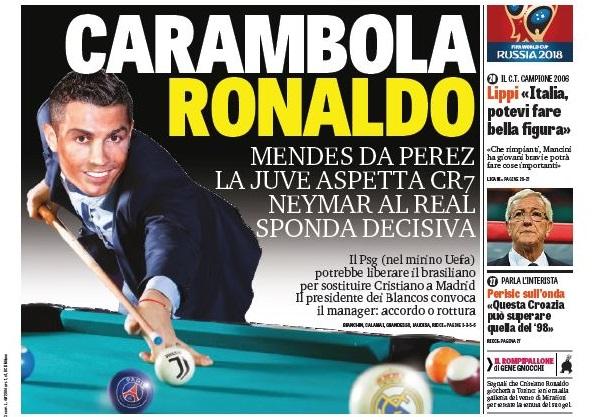 Cristiano, en la portada de La Gazzetta.