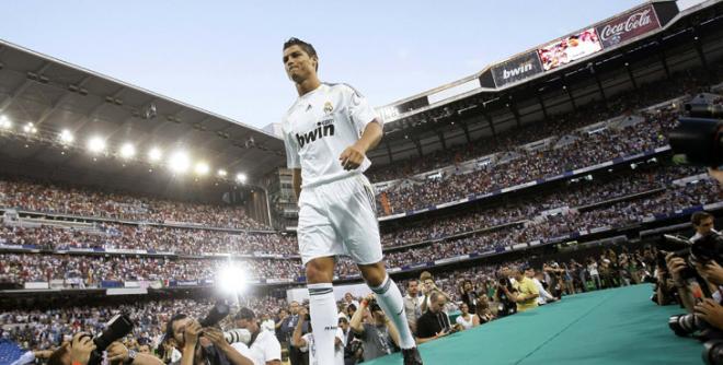 Cristiano Ronaldo, en su presentación con el Real Madrid.