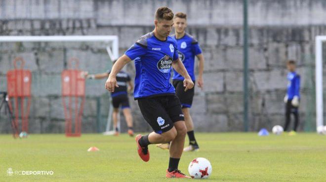 Luis Fernández, en un entrenamiento con el primer equipo del Dépor (Foto: RCD).