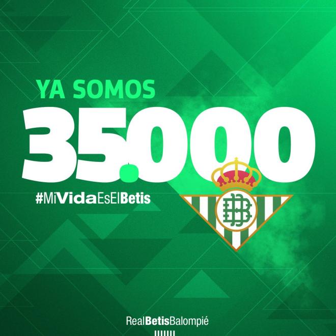 El Betis ha llegado a los 35.000 abonados.