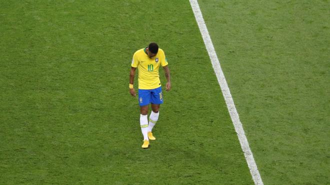 Neymar, durante el Brasil-Bélgica en el Mundial de Rusia.