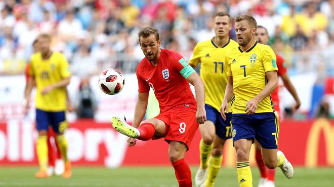Harry Kane, durante el Suecia-Inglaterra de los cuartos de final del Mundial de Rusia.