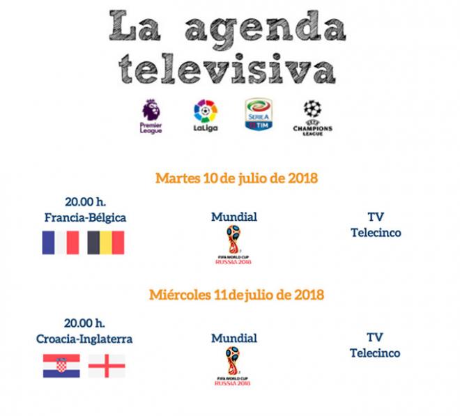 Agenda de las semifinales del Mundial de Rusia.