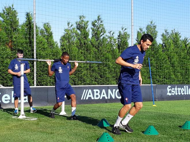 Cabral, durante el primer entrenamiento del Celta.