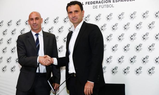 Rubiales presenta a Molina como nuevo director deportivo de la RFEF.