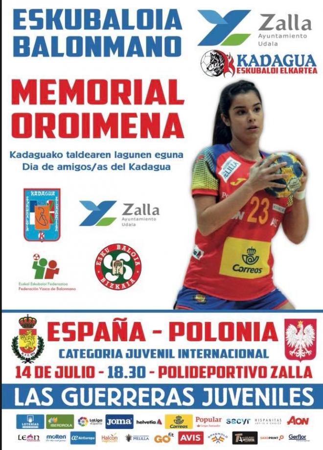 Cartel del España-Polonia júnior femenino que se jugará en Zalla.