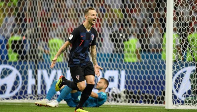 Rakitic celebra un gol con Croacia.