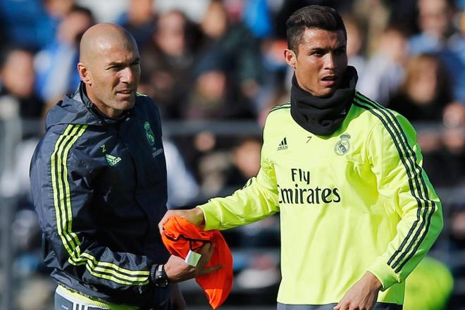 Cristiano y Zidane, durante un entrenamiento.