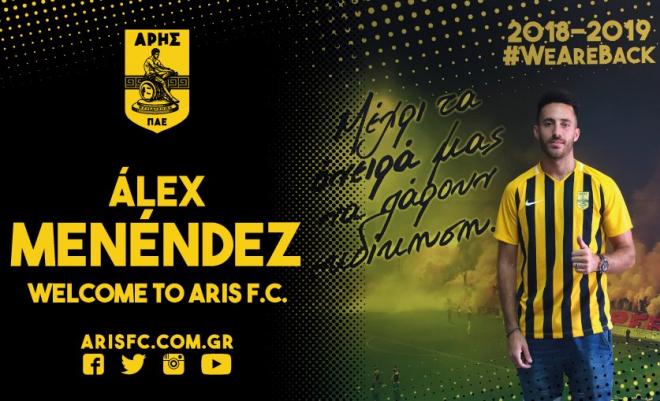 Álex Menéndez, nuevo jugador del Aris de Salónica.