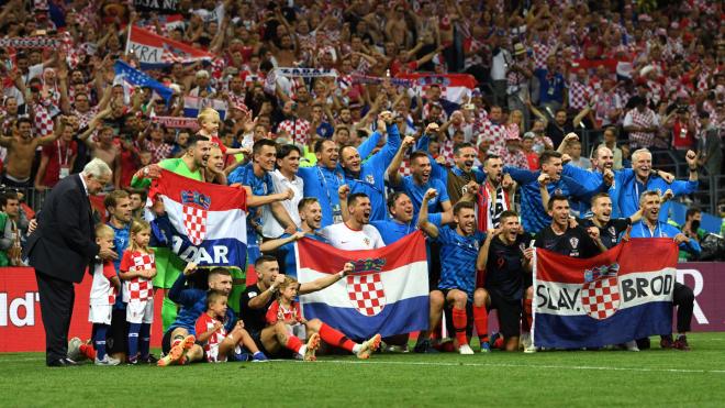 Los jugadores de Croacia festejan el pase a la final del Mundial.
