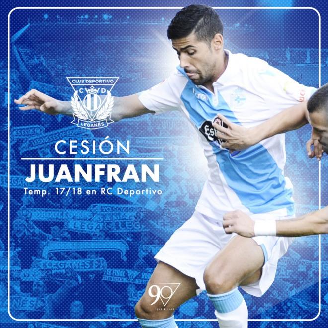 Juanfran se marcha cedido al Leganés para la próxima temporada (Foto: CDL).