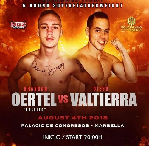 Cartel de la pelea entre Diego Valtierra y Brandon Oertel en Marbella.