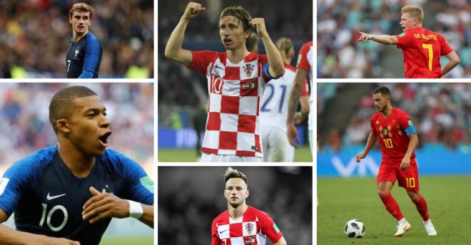Seis jugadores candidatos al Balón de Oro del Mundial de Rusia entre Hazard, De Bruyne, Rakitic, Modric, Griezmann y Mbappe.