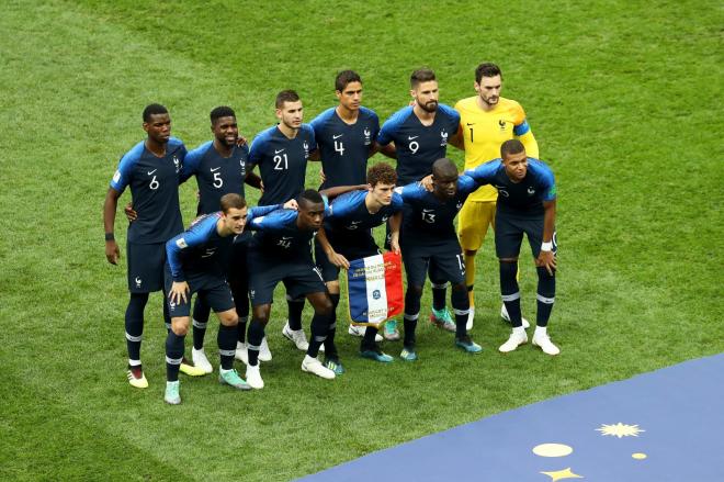 Equipo titular de Francia para la final del Mundial de Rusia ante Croacia.