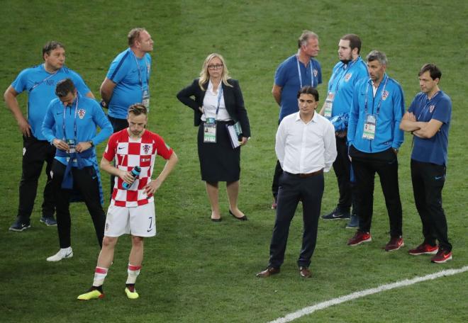 El centrocampista del Barcelona Ivan Rakitic, triste tras la derrota en la final del Mundial de Rusia ante Francia.