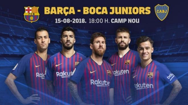 Cartel del Barcelona para el Trofeo Joan Gamper que medirá a los culés con Boca Juniors.