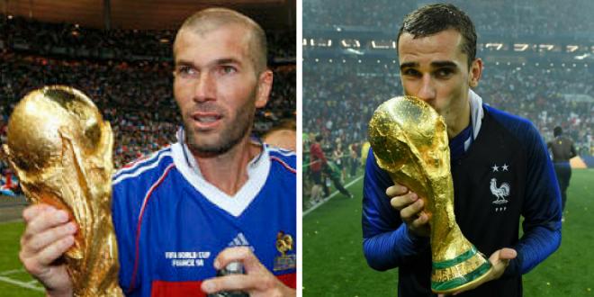 A la izquierda, Zidane ganó el Mundial de 1998; a la derecha, Griezmann gana el Mundial de 2018.