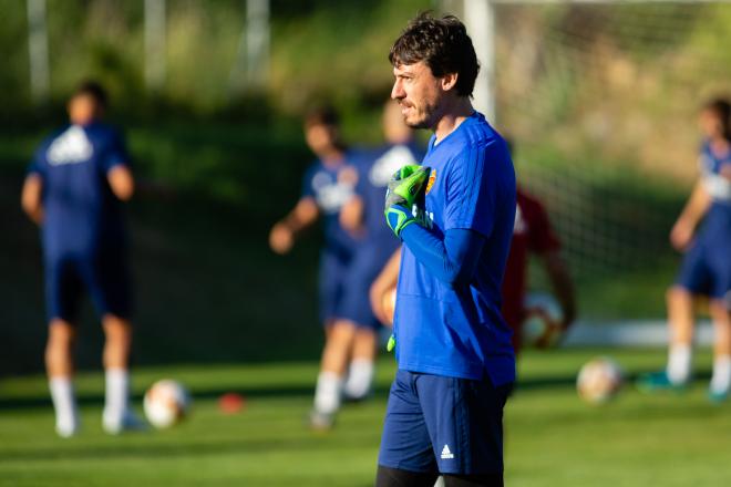 Cristian Álvarez en un entrenamiento de pretemporada en Boltaña (Foto: Daniel Marzo).