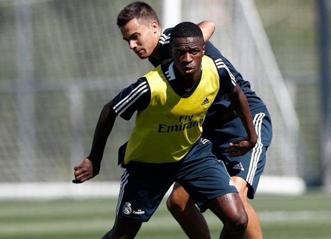 Vinicius, durante un entrenamiento del Real Madrid.
