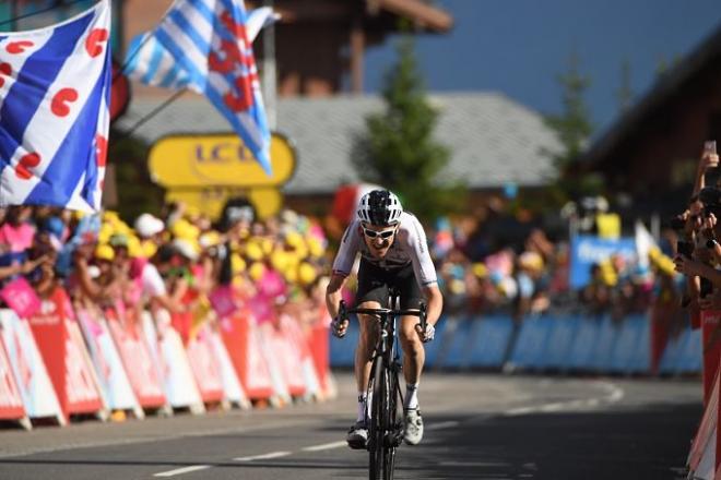 Geraint Thomas entra en meta durante la etapa 11 del Tour de Francia.