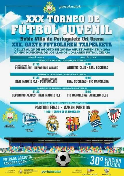 Cartel de la XXX edición del Torneo de Fútbol Juvenil Noble Villa de Portugalete.