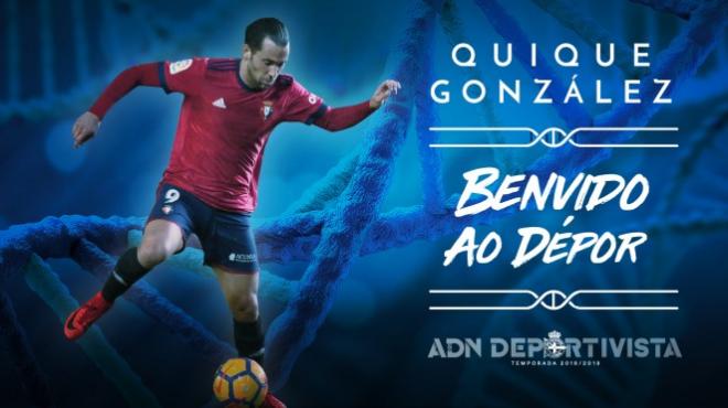 Así anunció el Deportivo el fichaje de Quique González.