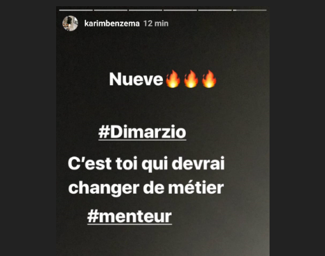 Mensaje de enfado de Benzema en redes sociales sobre su futuro.